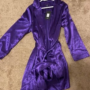 Metallic purple trench coat
